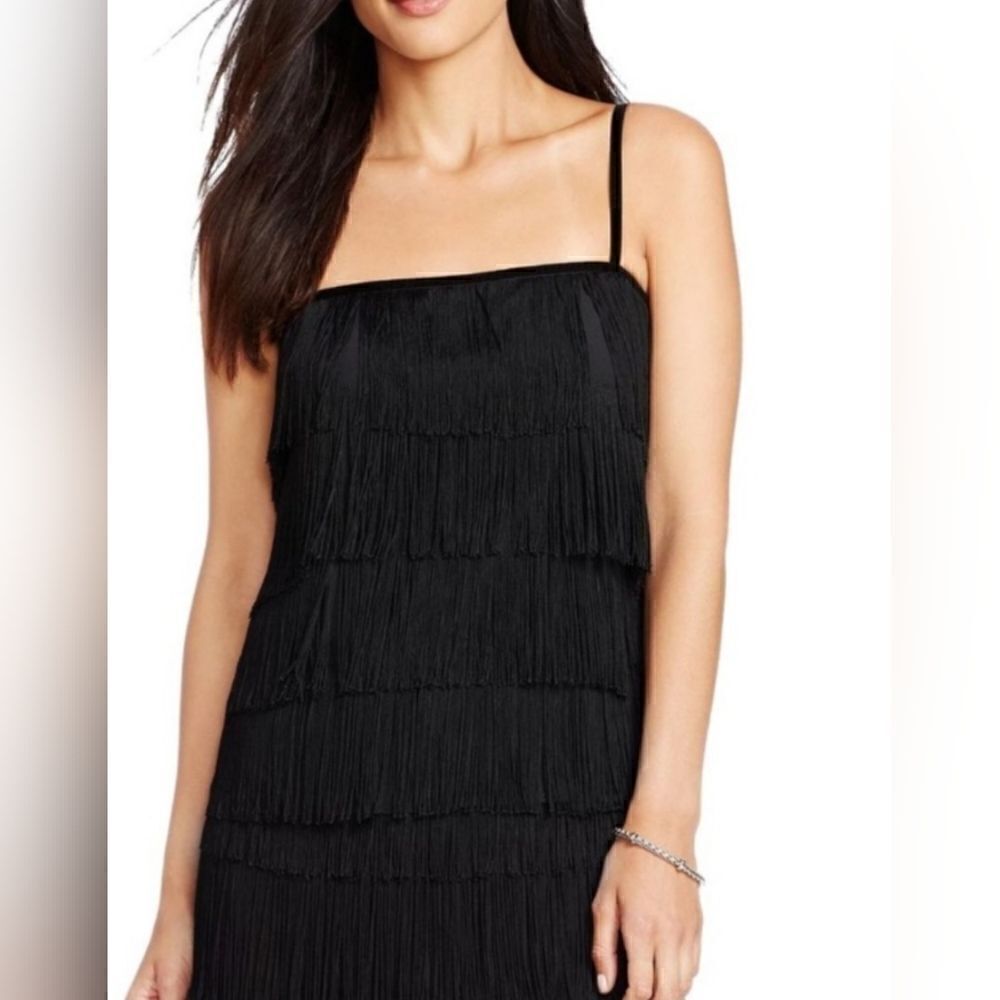 LAUREN‎ RALPH LAUREN Black Flapper Fringe Top - Size 12